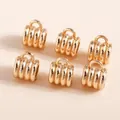 Golden twisted texture cylinder jewelry connectors with loops for DIY bracelet making - Gold
