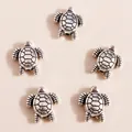 Retro turtle alloy charms for DIY bracelets in antique silver finish set of five - Antique Silver
