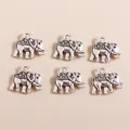 Set of 6 vintage silver elephant charms in antique alloy for DIY jewelry and pendants - Antique Silver