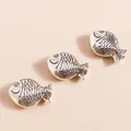 Retro koi fish charms in antique silver finish for DIY jewelry making set of three - Antique Silver