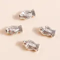 Set of vintage silver alloy koi fish charms with detailed scales for DIY jewelry making - Antique Silver