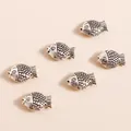 Retro silver fish charms in plated alloy for DIY necklace and jewelry making projects - Antique Silver