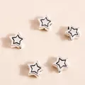 5pcs antique silver star alloy charms with double border for DIY jewelry making - Antique Silver