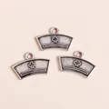 Detailed view of vintage silver nurse cap pendants with cross icons for DIY jewelry - Antique Silver