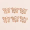 Rose gold butterfly alloy pendants with detailed wing textures for DIY jewelry - Gold