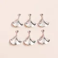 Detailed view of silver ginkgo leaf alloy pendants with intricate vein textures for DIY jewelry - Silver