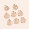 Golden zodiac pendants with Virgo embossed design for DIY jewelry and necklaces - Mixed 12 Zodiac Signs / Gold