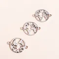 Set of three vintage silver alloy globe map charms for DIY jewelry making and necklaces - Silver