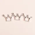 Detailed view of hollow crown alloy pendants in silver finish for DIY jewelry making - Silver