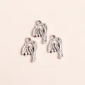 Macro detail of antique silver lily of the valley flower charms for DIY jewelry making - Antique Silver