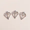 Three hollow diamond geometric silver alloy pendants for DIY necklace and jewelry making - Silver