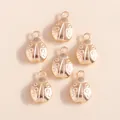 Set of 6 gold beetle ladybug charms made of plated alloy for DIY jewelry making - Gold