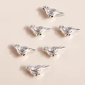 Set of 6 vintage silver alloy swallow bird charms for DIY jewelry and necklaces - Silver