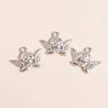 Detailed view of three silver plated vintage angel charms for DIY jewelry making - Silver