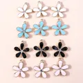 Enamel cherry blossom charms with rhinestones for DIY jewelry making in four colors - Multicolor