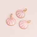 Drei rosa Emaille Muschelanhänger mit Vergoldung für DIY Halsketten und Schmuck - Rosa