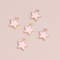 Roze emaille sterhangers met gouden legering voor doe-het-zelf sieraden en accessoires - Roze