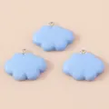Tres colgantes de nube en resina azul cielo con anillas de plata para hacer joyería DIY - Azul