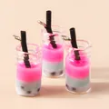 Mini acryl bubble tea hangers met verloop en pareldetails voor DIY-sieraden en accessoires - Rozerood Geel Gradiënt