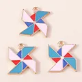 Colorful windmill alloy drip oil charms set for DIY necklaces and craft accessories - Blue