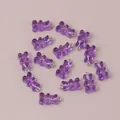 Set of 12 purple translucent resin gummy bear charms with silver rings for DIY jewelry - Purple