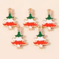 Detailed view of colorful Christmas tree pendants with gold base for DIY jewelry making - Christmas Tree