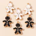 Gingerbread man alloy pendants with drip oil and rhinestones for DIY jewelry - Gingerbread Man Pendant / Multicolor
