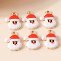 DIY Christmas Santa Claus enamel charms made of alloy for jewelry making, 6-piece pack - Red