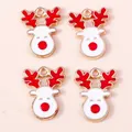 Christmas reindeer head alloy enamel charms for DIY jewelry making set of four - White