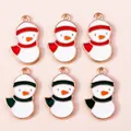Detailed view of colorful Christmas snowman enamel pendants for DIY jewelry making - Multicolor