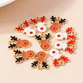 Christmas reindeer alloy charms set with red noses and hanging rings for DIY jewelry - Multicolor