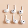 Set of 6 white miniature headphone charms with L and R marking for DIY jewelry making - White