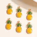 Golden alloy pineapple charms with yellow enamel for DIY jewelry making and necklaces - Yellow