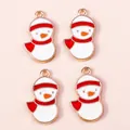 Cartoon snowman alloy pendants with red scarf for DIY Christmas necklace jewelry making - Red