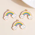 Macro shot of colorful rainbow cloud alloy pendants with drip oil enamel for DIY jewelry - Colorful