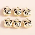 Close-up of cute cartoon panda alloy charms for DIY jewelry making necklaces and bracelets - Gold