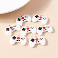 White resin game controller pendants with heart detail and silver rings for DIY jewelry - White