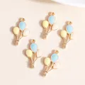 Pack of colorful enamel balloon charms with gold alloy base for DIY jewelry necklaces - Blue