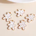 Five gold-plated alloy bear pendants with white enamel stars for DIY jewelry crafts - White Bear Pendant / White