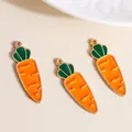 Detail view of carrot enamel charms in orange and green for DIY jewelry making - Orange Red