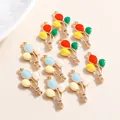 Set of 10 colorful enamel balloon pendants for DIY jewelry making and necklace crafts - Multicolor