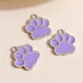 Détail de trois breloques patte de chat en émail violet et alliage pour bijoux DIY - Violet