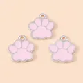 Three cute pink enamel cat paw alloy charms for DIY necklace and bracelet jewelry making - Pink