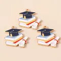 Three pieces of graduation cap and scroll alloy charms for DIY gifts and bouquets - Book Style