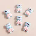 Flat lay of six cute resin blue cat charms for DIY phone case decoration crafts - Blue Cartoon Cat