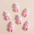 DIY cute pink resin rabbit charms with blue bows and pumpkin pants for phone case crafts - Pink Rabbit