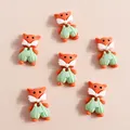 Cute resin fox figurines for DIY crafts and phone case decoration in orange and green - Orange Fox