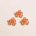 Golden alloy pumpkin carriage enamel charms set for DIY jewelry making and necklace crafts - Orange