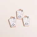 Λεπτομέρεια από ροζ charms bubble tea με χρυσές άκρες και λευκό αφρό στο σχέδιο - Ροζ