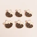 Détail de six breloques ours en émail avec biscuits pour création de bijoux DIY - Brun Foncé
